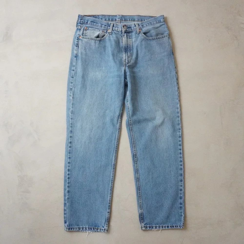 Levis 550 Relaxed Fit Tapered Leg Light Wash Blue Denim Jeans Mens 36x32
